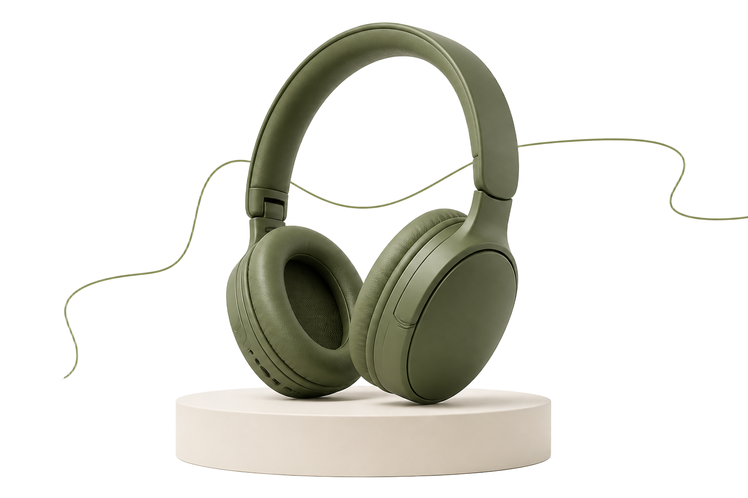 Olive green headphones promo